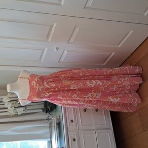 Olivia James The Label Womens Coral Pink Floral Maxi Dress Spaghetti Straps S-SM